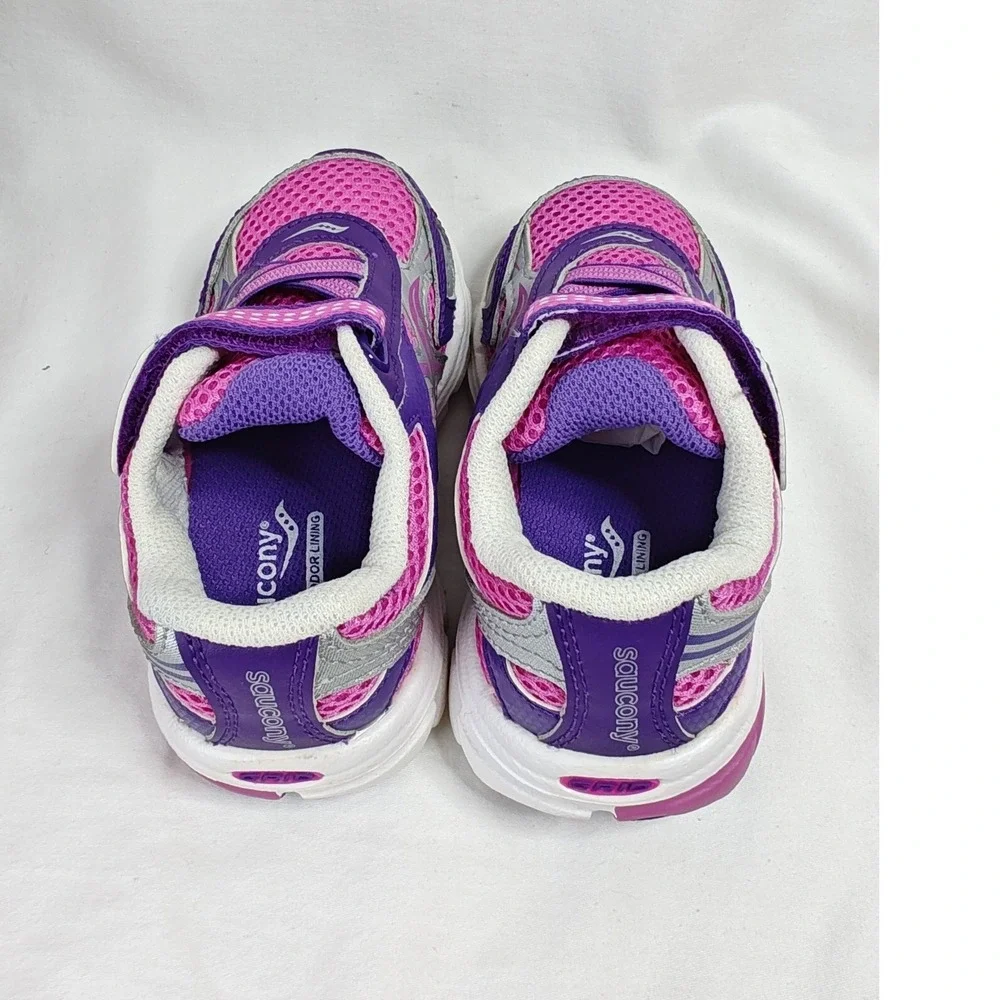 Saucony Baby Ride 6 Running Shoe Purple Magenta pink Silver Toddler 7.5W New
